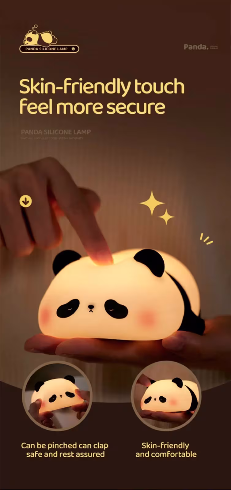 Panda Night Lights For Kids Cute Animal Silicone Timing Rechargeable Lamp Cartoon Panda Bedroom Decoration Kids Boys Girls Gift