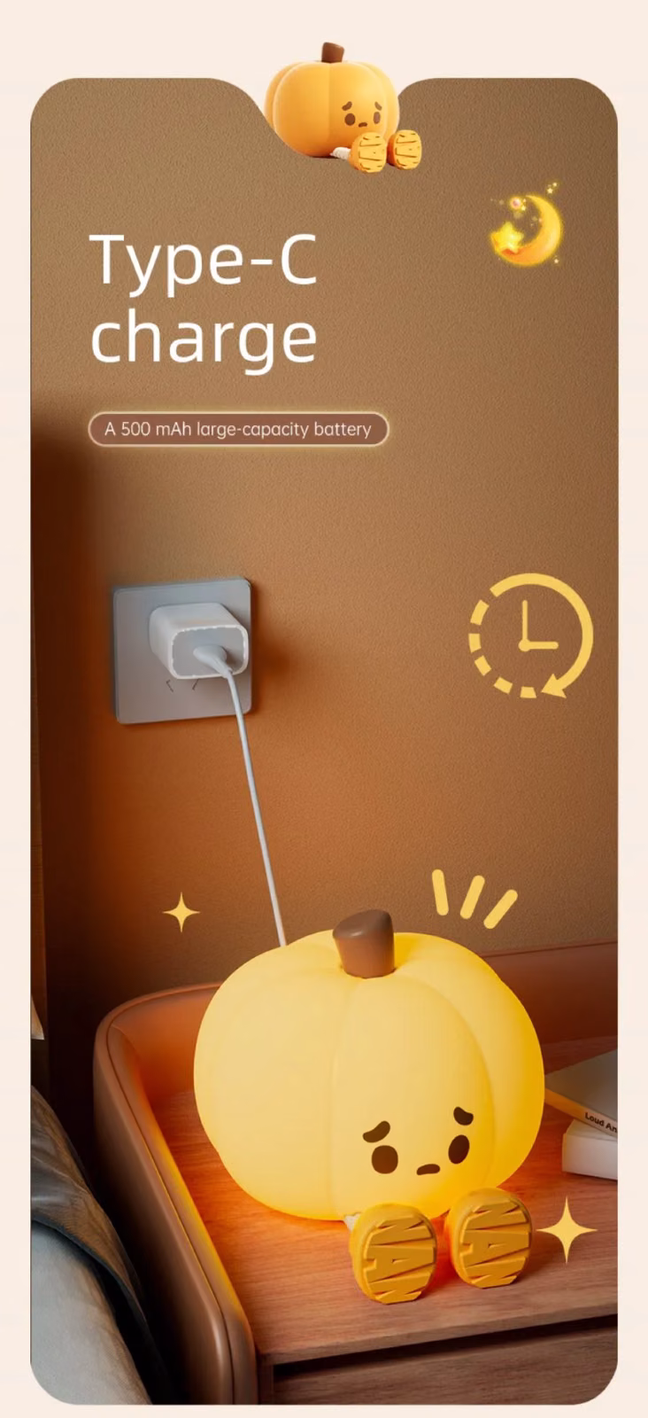 Home Decor Halloween Pumpkin Night Light Cute Soft Silicone Lamp Touch Dimmable Rechargeable Bedside Decor Light Kids Gifts Halloween Decorations