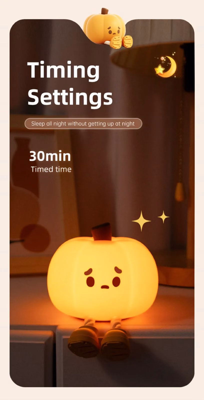 Home Decor Halloween Pumpkin Night Light Cute Soft Silicone Lamp Touch Dimmable Rechargeable Bedside Decor Light Kids Gifts Halloween Decorations