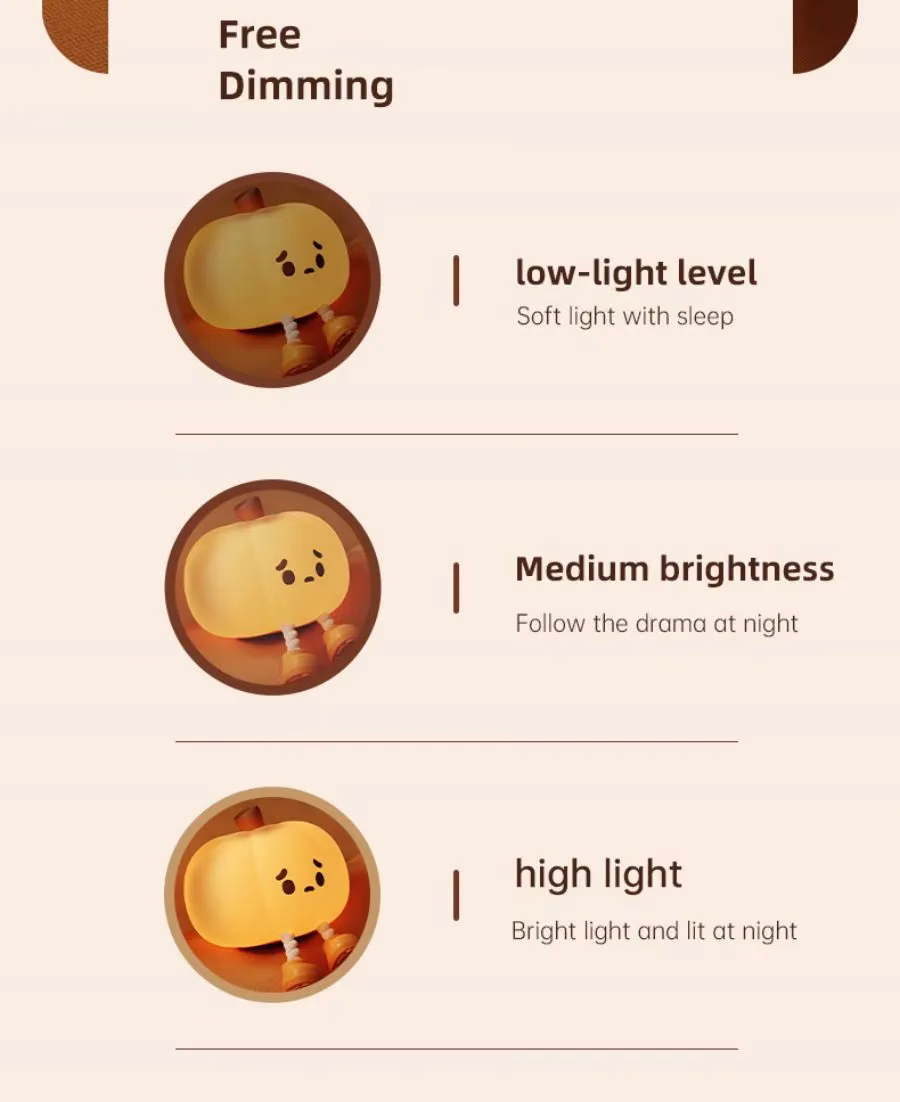 Home Decor Halloween Pumpkin Night Light Cute Soft Silicone Lamp Touch Dimmable Rechargeable Bedside Decor Light Kids Gifts Halloween Decorations