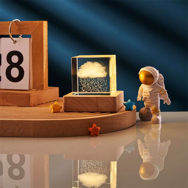 3D Transparent Crystal Cube Desktop Decoration Small Night Lamp Bedroom Home Decor For Kids Party Children Birthday Gifts