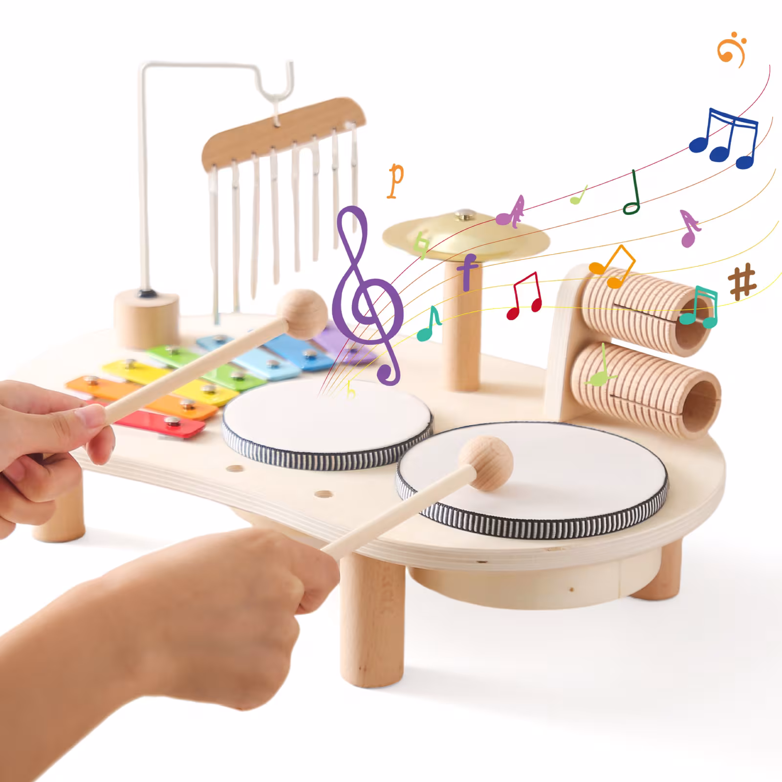 Baby Educational Toys Wooden Aeolian Bells Montessori Children's Musical Toys Xylophone Newborn Birthday Gifts Music Table Toys