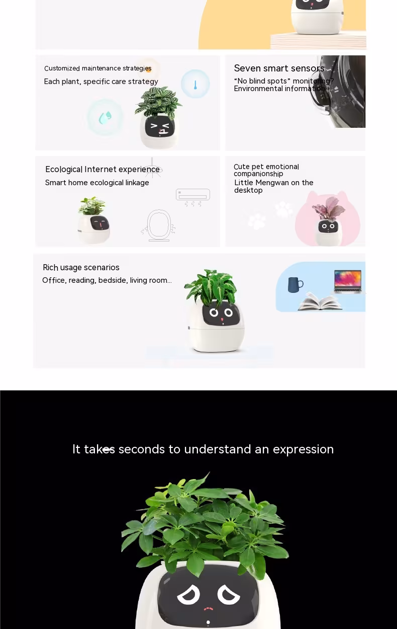 Smart Planter Endless Fun Over 49 Rich Expressions 7 Smart Sensors And AI Chips Make Raising Plants Easy And Fun