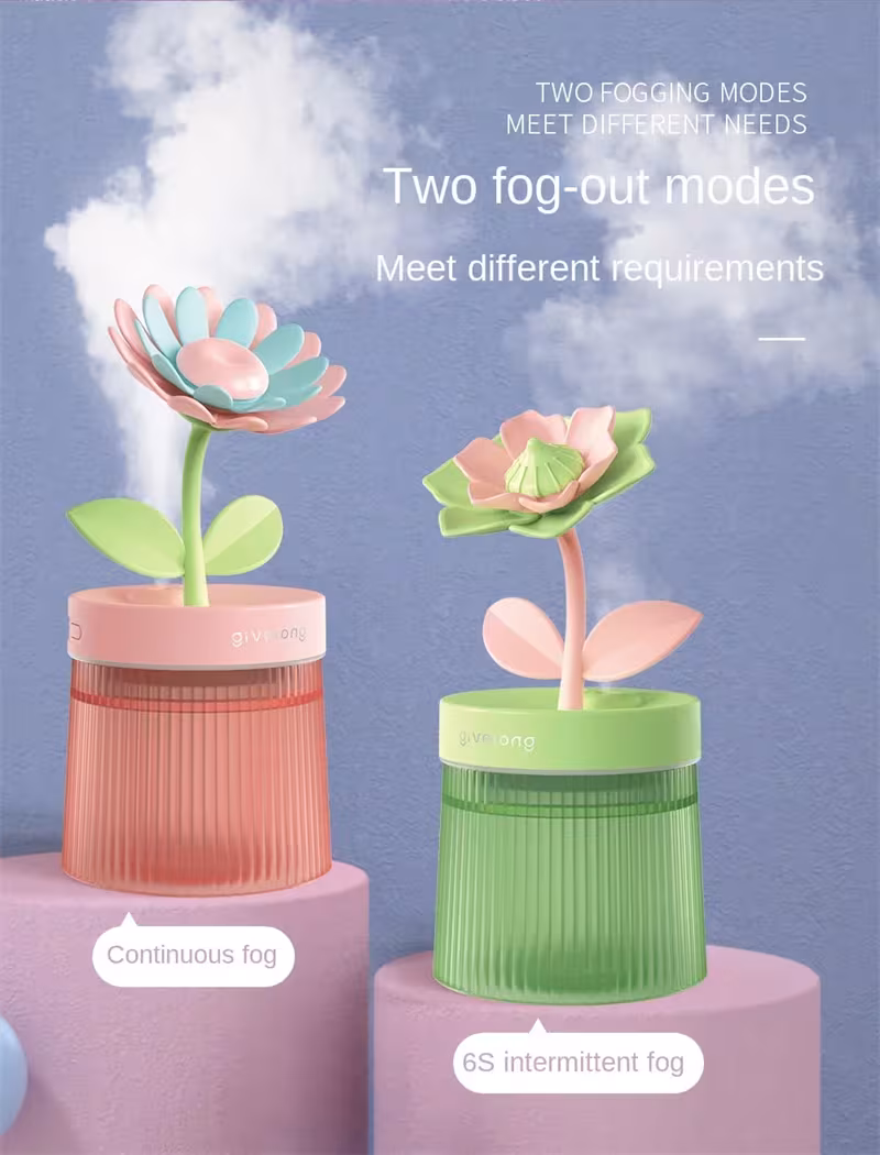 Humidifier Small Home Bedroom Office Desktop Dorm Quiet Mini Usb Hydrating Water Purification Spray Flowers Shape Humidifiers