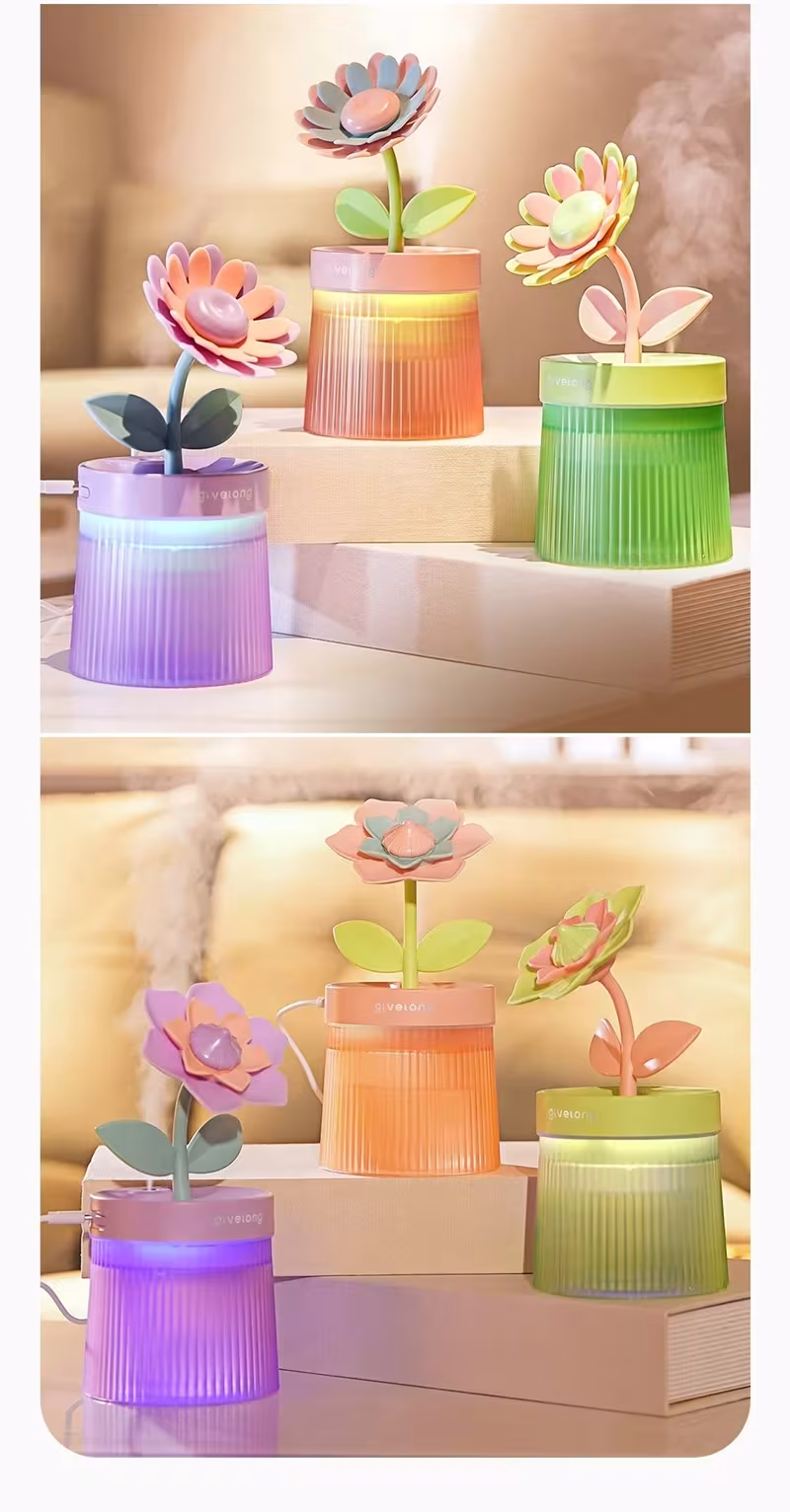 Humidifier Small Home Bedroom Office Desktop Dorm Quiet Mini Usb Hydrating Water Purification Spray Flowers Shape Humidifiers