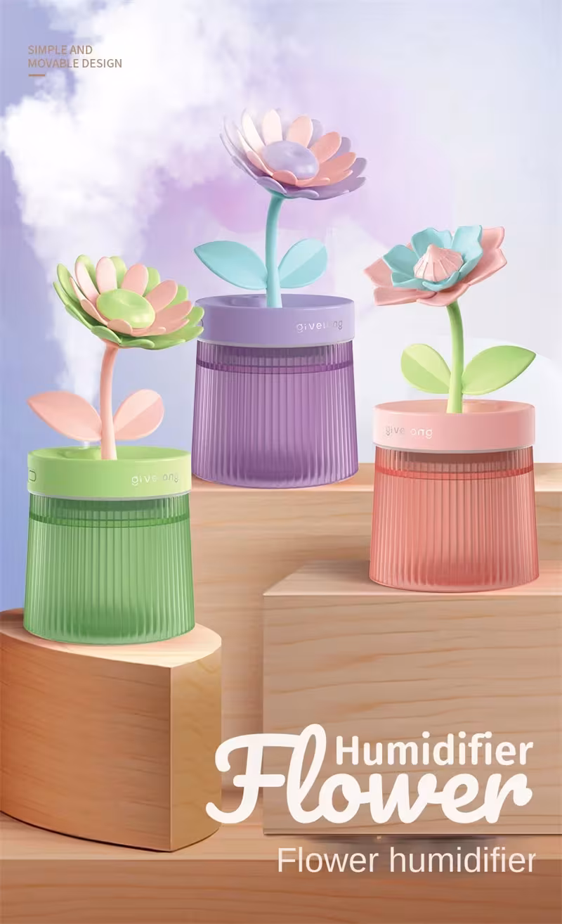 Humidifier Small Home Bedroom Office Desktop Dorm Quiet Mini Usb Hydrating Water Purification Spray Flowers Shape Humidifiers