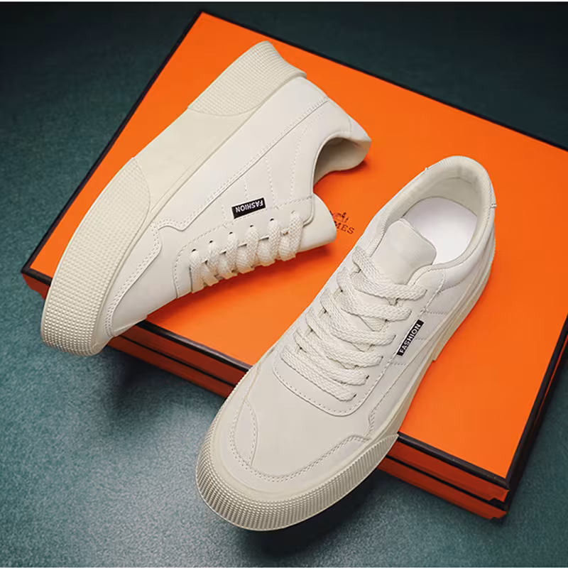 Casual Board Flat Shoes Men Breathable Thick-soled Lace-up Sneakers For Walking Running