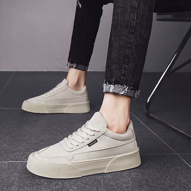 Casual Board Flat Shoes Men Breathable Thick-soled Lace-up Sneakers For Walking Running
