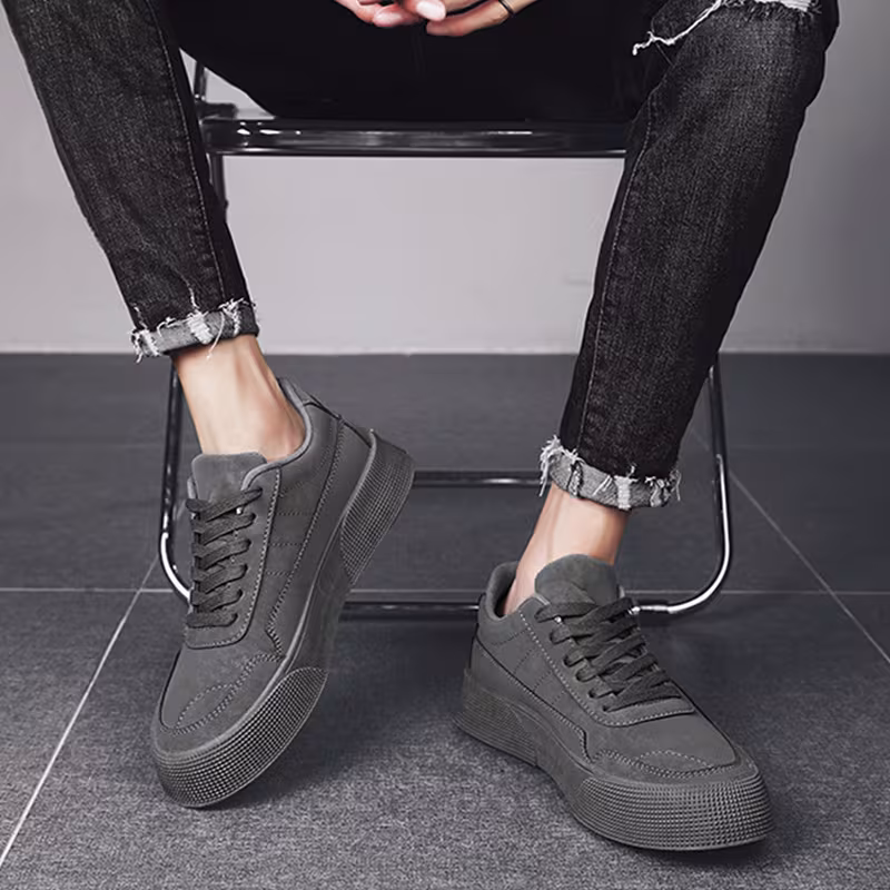 Casual Board Flat Shoes Men Breathable Thick-soled Lace-up Sneakers For Walking Running