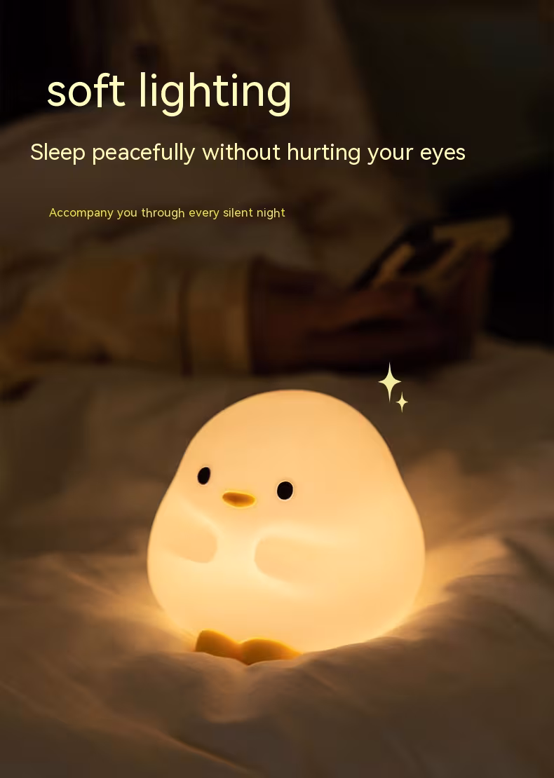 Cute Duck LED Night Lamp Cartoon Silicone USB Rechargeable Sleeping Light Touch Sensor Timing Bedroom Bedside Lamp For Kid Gift Home Decor
