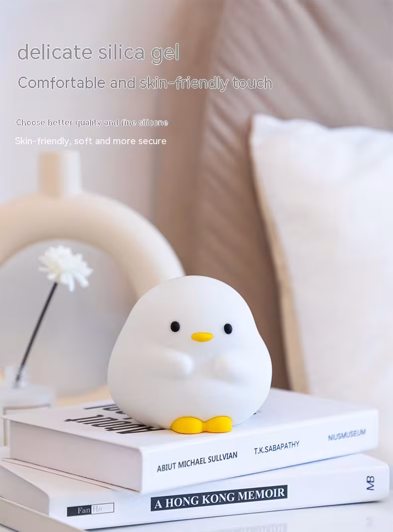 Cute Duck LED Night Lamp Cartoon Silicone USB Rechargeable Sleeping Light Touch Sensor Timing Bedroom Bedside Lamp For Kid Gift Home Decor