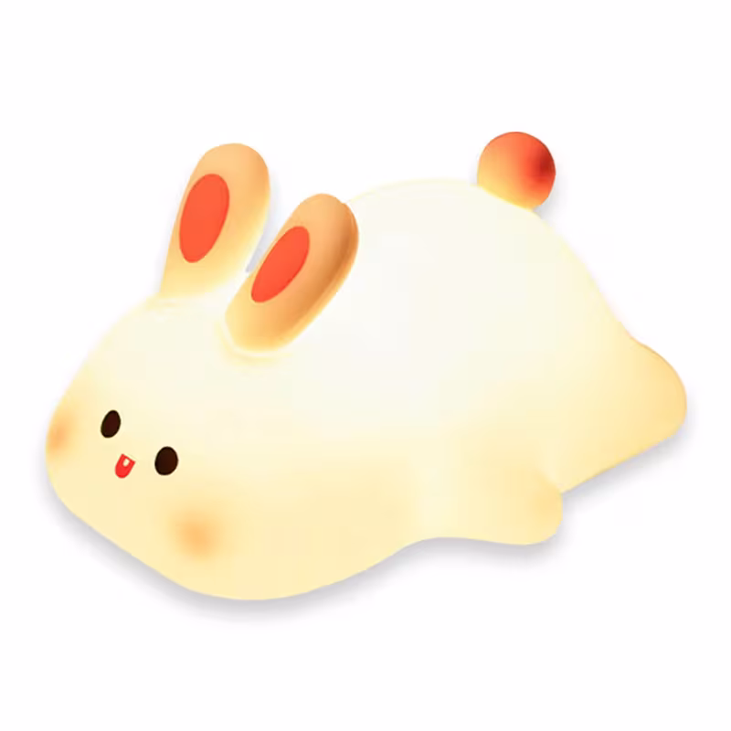 Cute LED Night Light Touch Sensor Cartoon Kid's Nightlights Big Face Rabbit Silicone Night Light Christmas Gift Bedside Lamp Home Decor