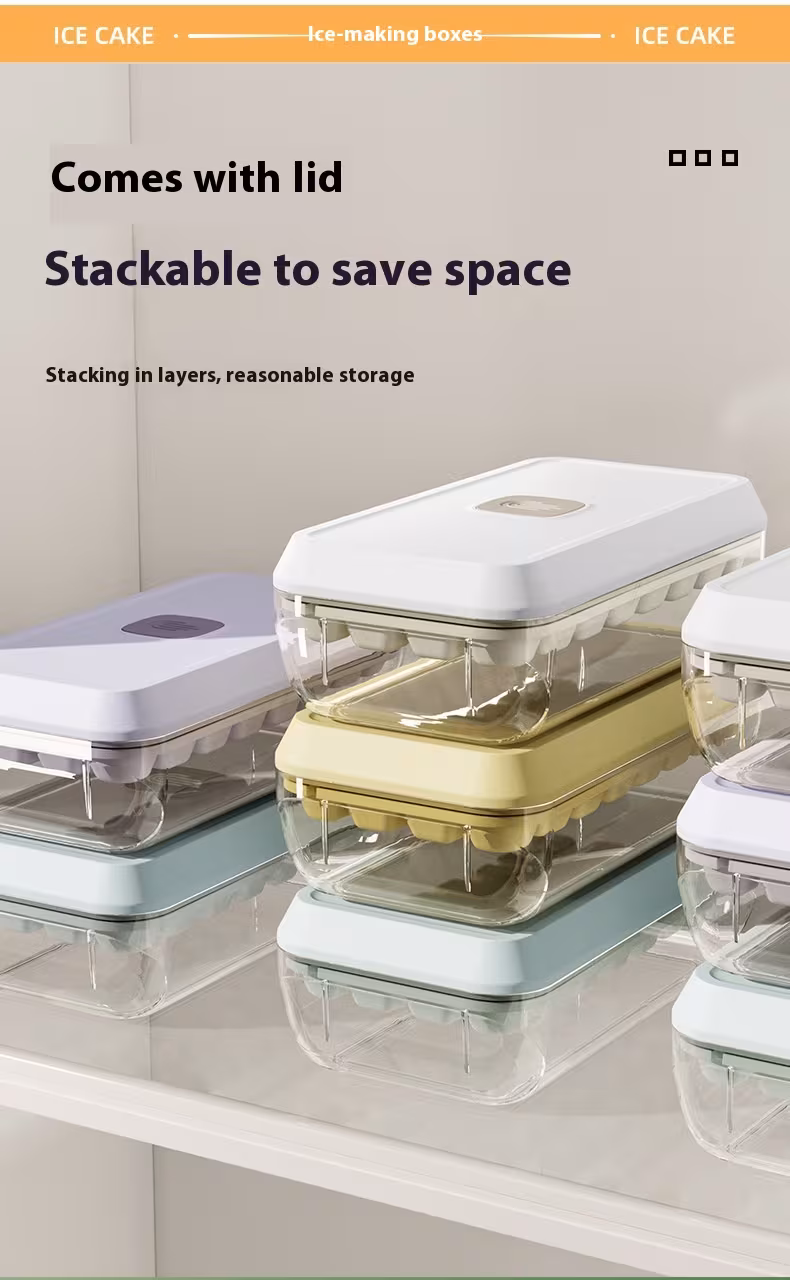 32 Grid Silicone Ice Cube Tray Mould With Lid Shovel Storage Box Remove With One Click Ice Maker DIY Whiskey Cocktail Tools Summer Kitchen Gadgets