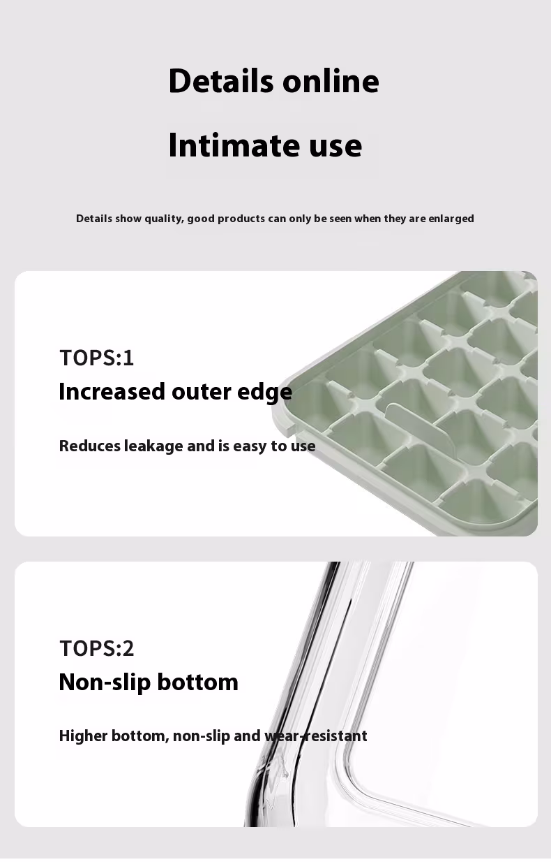 32 Grid Silicone Ice Cube Tray Mould With Lid Shovel Storage Box Remove With One Click Ice Maker DIY Whiskey Cocktail Tools Summer Kitchen Gadgets