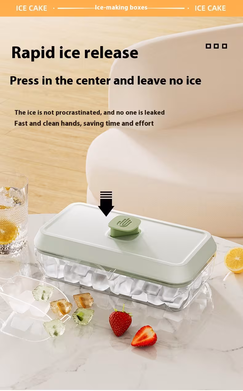 32 Grid Silicone Ice Cube Tray Mould With Lid Shovel Storage Box Remove With One Click Ice Maker DIY Whiskey Cocktail Tools Summer Kitchen Gadgets