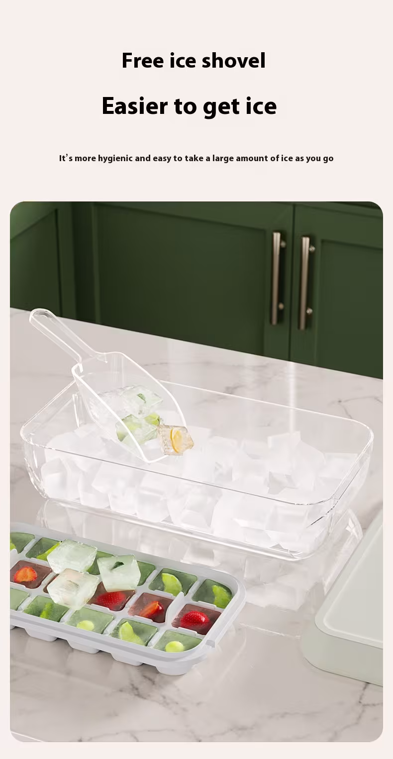 32 Grid Silicone Ice Cube Tray Mould With Lid Shovel Storage Box Remove With One Click Ice Maker DIY Whiskey Cocktail Tools Summer Kitchen Gadgets