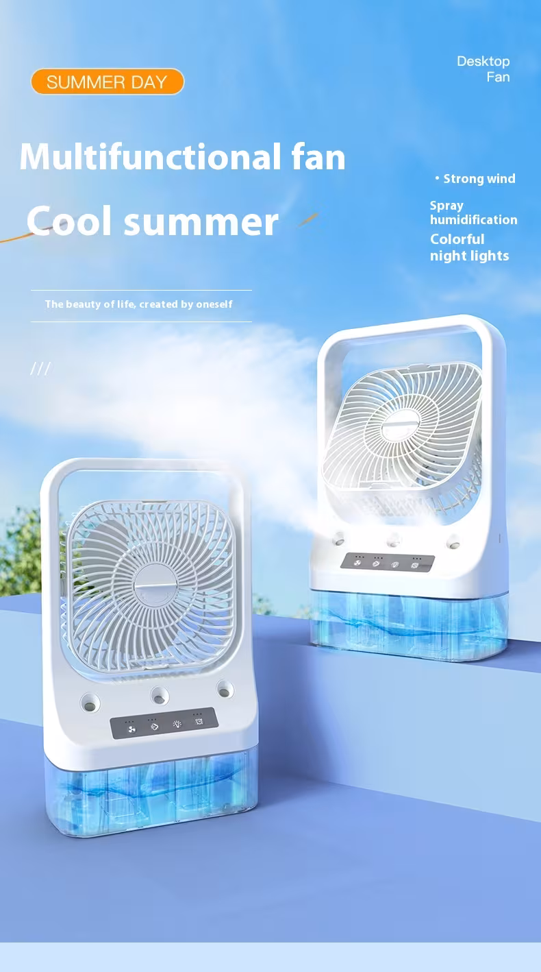 Household Cooling Fan Usb Rechargeable Head Adjustable Air Cooling Water Cooled Air Conditioning Tank Low Noise Air Cooler Fans