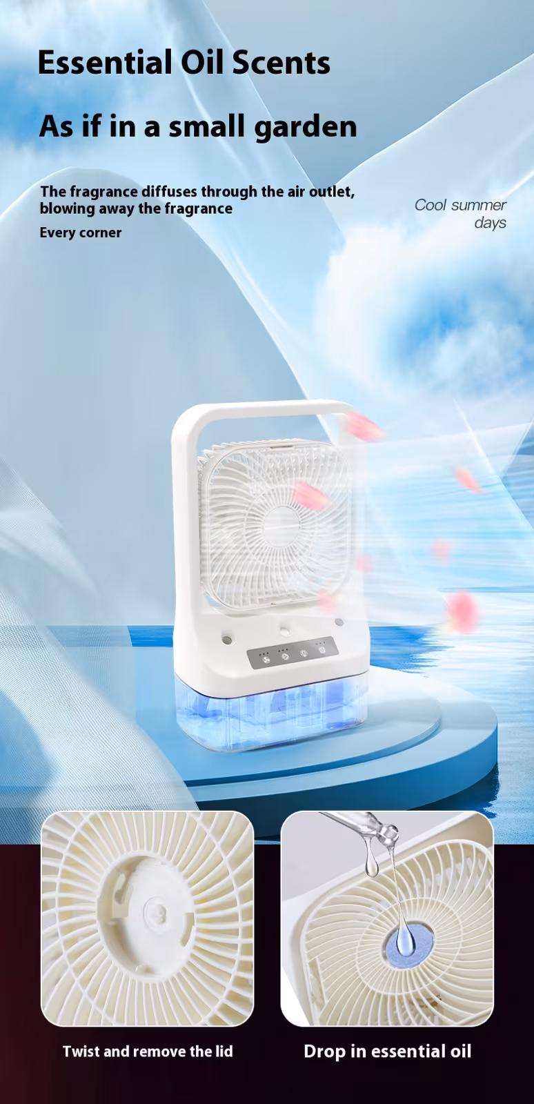 Household Cooling Fan Usb Rechargeable Head Adjustable Air Cooling Water Cooled Air Conditioning Tank Low Noise Air Cooler Fans