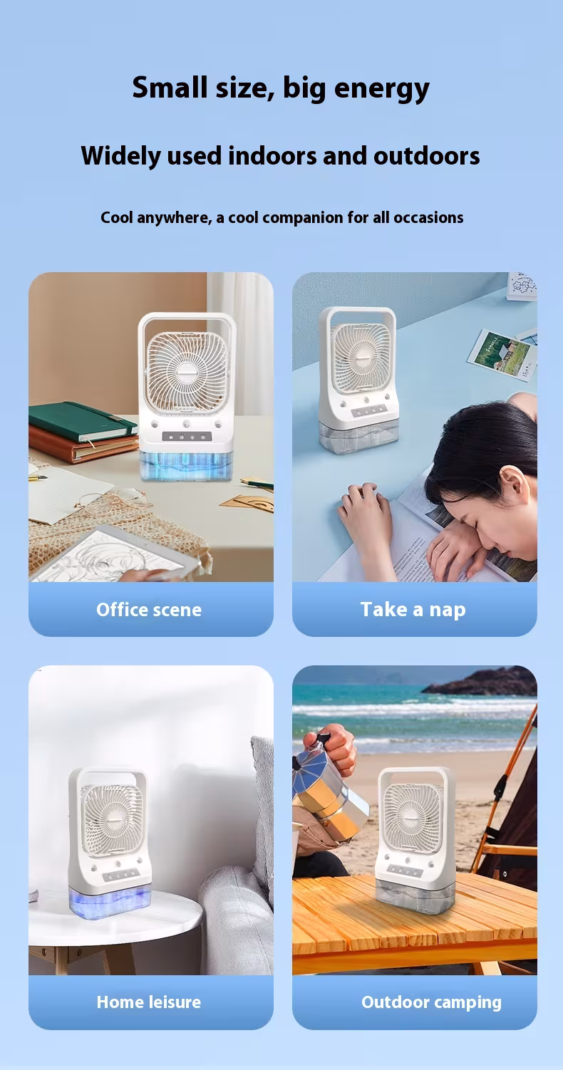 Household Cooling Fan Usb Rechargeable Head Adjustable Air Cooling Water Cooled Air Conditioning Tank Low Noise Air Cooler Fans