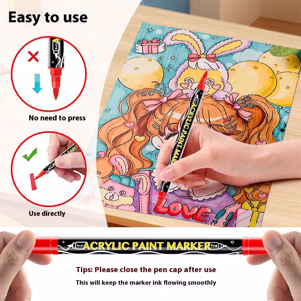Acrylic Marker Pen Double-headed Stackable Water-based Paint Brush