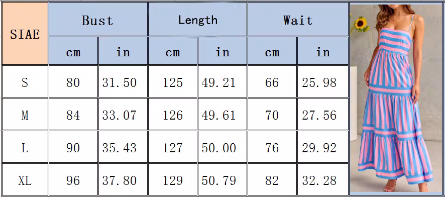 Summer Striped Printed Suspender Long Dress With Pockets Fashion Square Neck Backless Dresses For Beach Vacation Women Clothing
