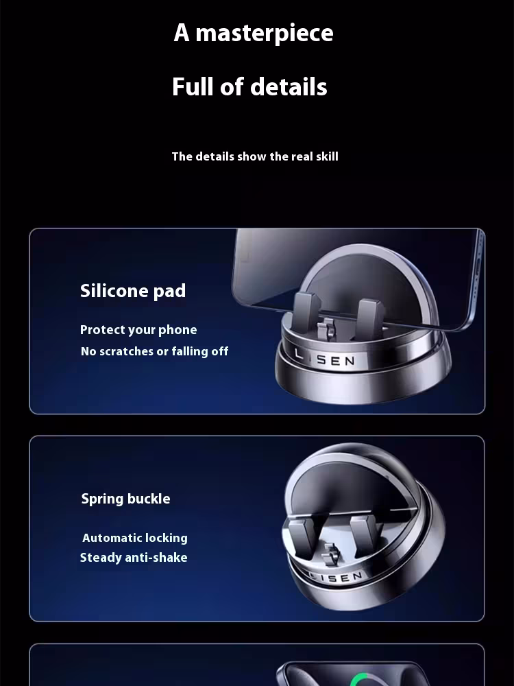 Automobile Instrument Panel 360 Degree Rotatable Non-slip Mobile Phone Holder