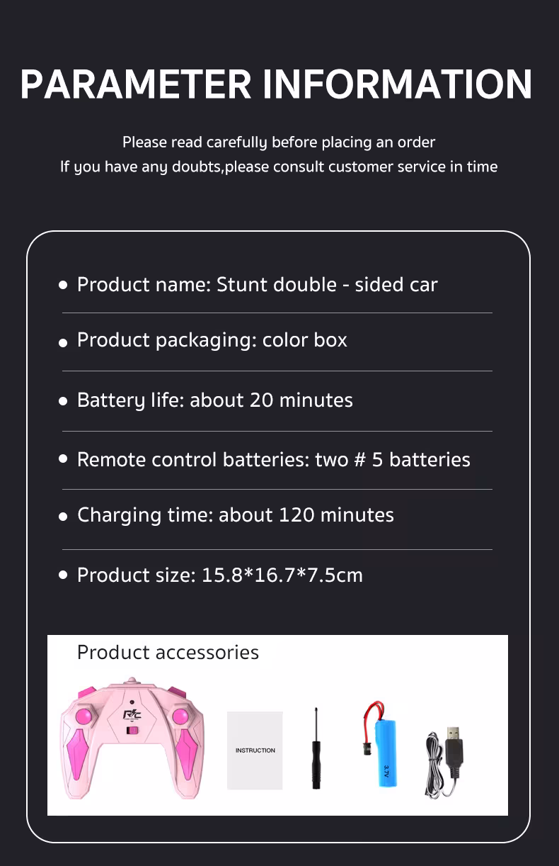 Remote Control Stunt Car Light Wheel Swing Arm Double-sided Rolling Car Toy