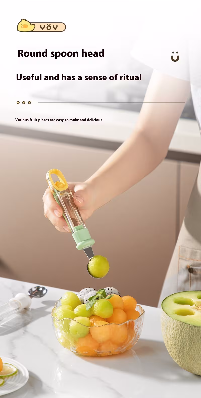 Fruit Baller Scoop Melon Baller Scoop Fruit Ball Cutter Ergonomic Grip Watermelon Scooper Spoon Fruit Scooper And Baller Cookie Kitchen Gadgets