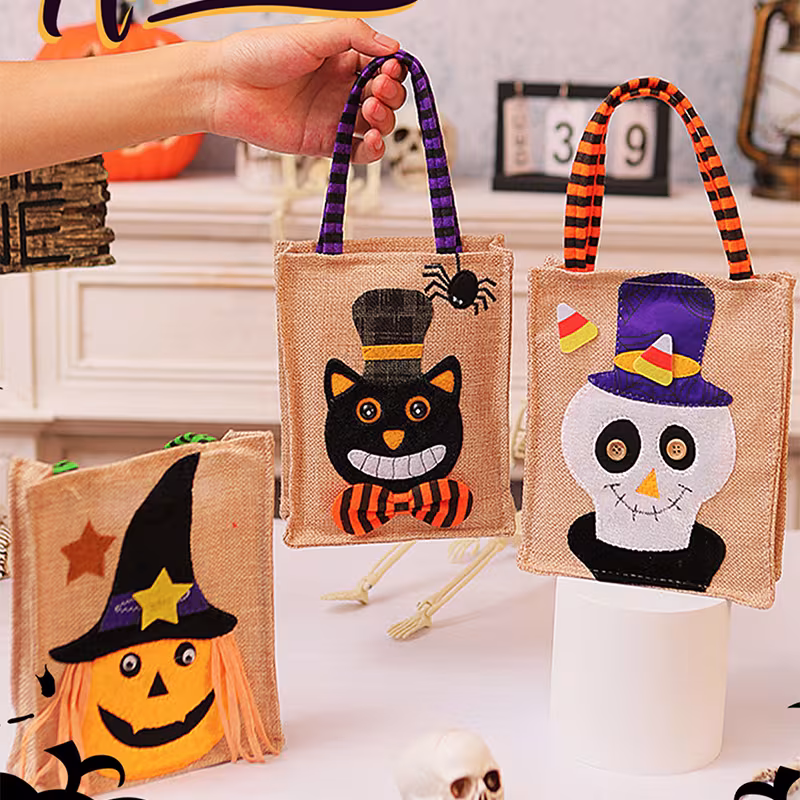 Halloween Candy Tote Bag For Kids Funny Creative Witch Skull Pumpkin Gift Handbag Small Jewelry Props Shopping Bags