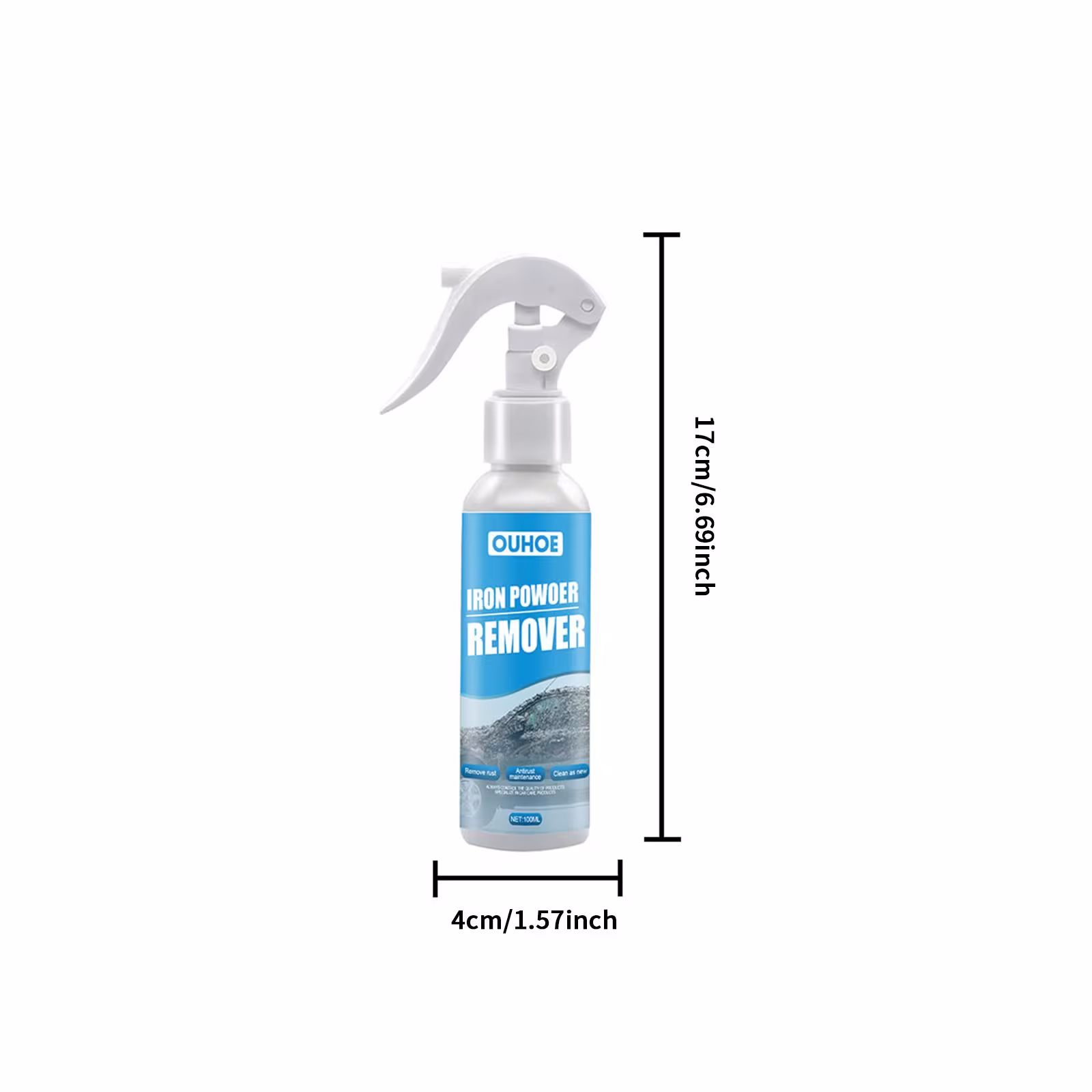 OUHOE Car Iron Powder Rust Remover Spray Anti Rust Rust Remover Car Supplies Stain Remover Rust Remover Cleaning Supplies