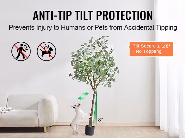 Artificial Eucalyptus Tree, 6 FT Tall Faux Plant, Secure PE Material & Anti-Tip Tilt Protection Low-Maintenance Plant, Lifelike Green Fake Potted Tree For Home Office Decor Indoor Outdoor