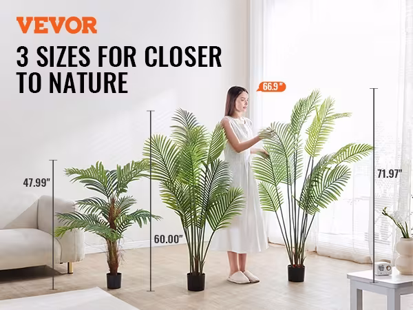 Artificial Palm Tree, 4 FT Tall Faux Plant, Secure PE Material & Anti-Tip Tilt Protection Low-Maintenance Plant, Lifelike Green Fake Tree For Home Office Warehouse Decor Indoor Outdoor