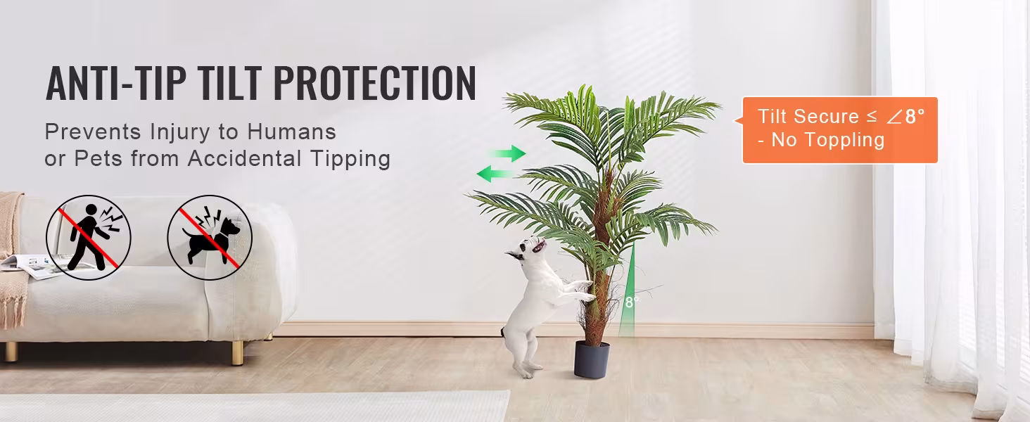 Artificial Palm Tree, 4 FT Tall Faux Plant, Secure PE Material & Anti-Tip Tilt Protection Low-Maintenance Plant, Lifelike Green Fake Tree For Home Office Warehouse Decor Indoor Outdoor