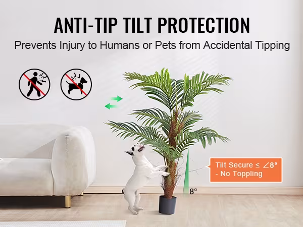 Artificial Palm Tree, 4 FT Tall Faux Plant, Secure PE Material & Anti-Tip Tilt Protection Low-Maintenance Plant, Lifelike Green Fake Tree For Home Office Warehouse Decor Indoor Outdoor