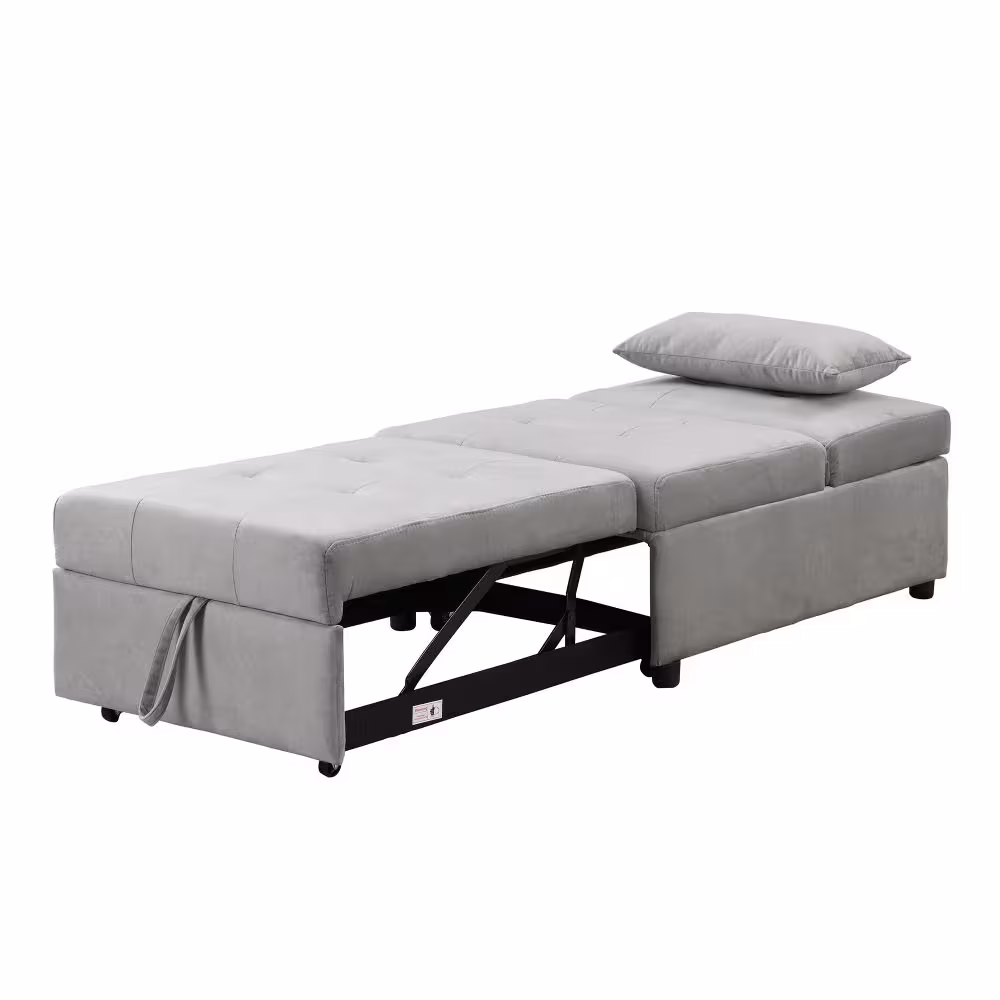 Folding Ottoman Sofa Bed Gray