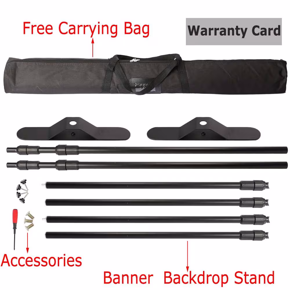VEVOR 10 X 8 Ft Backdrop Banner Stand Adjustable height=