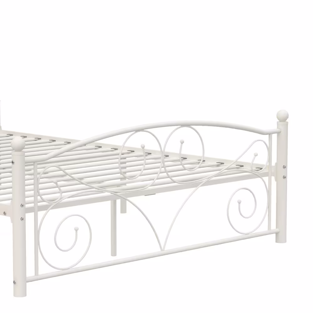 Queen Size Unique Flower Sturdy System Metal Bed Frame With Headboard And Footboard