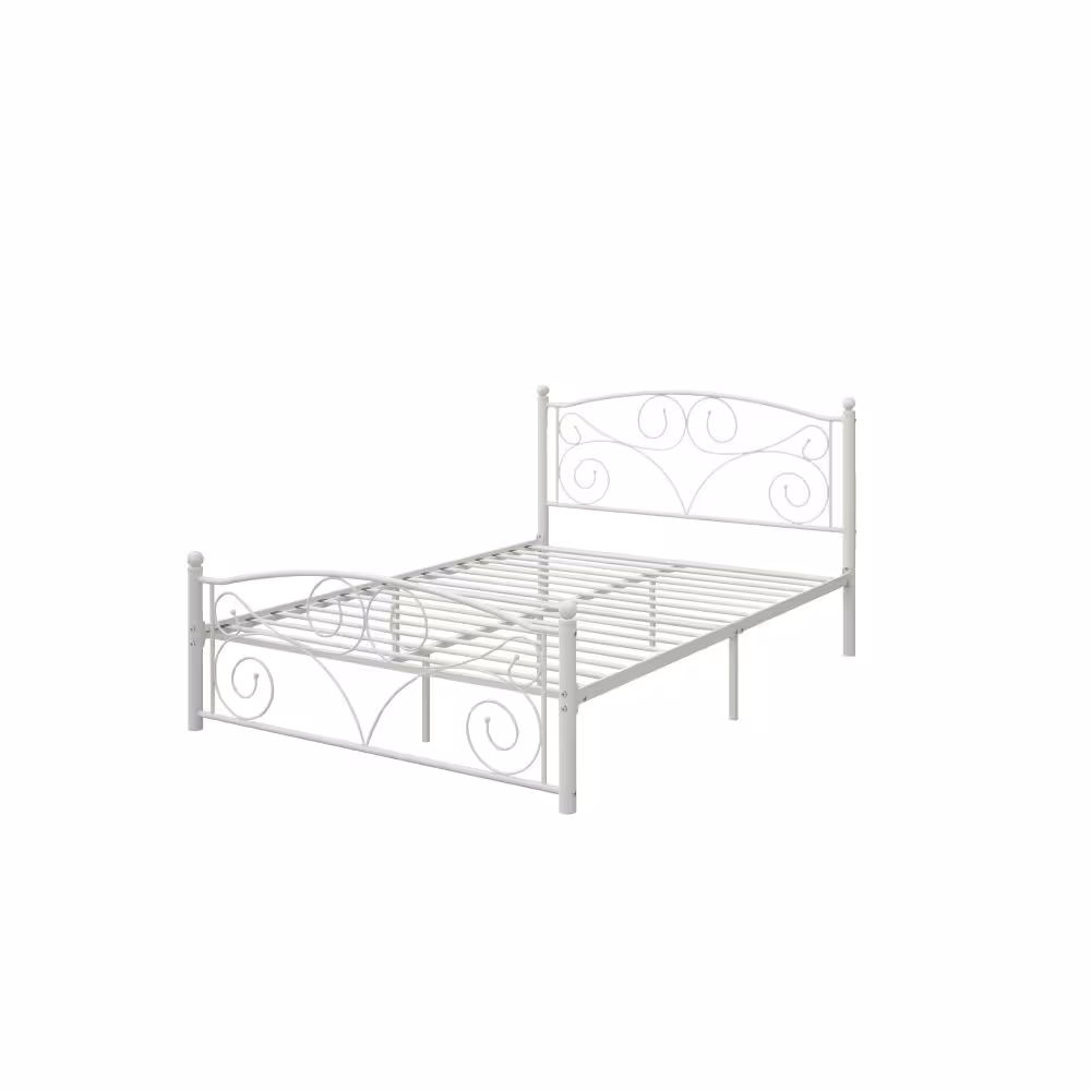 Queen Size Unique Flower Sturdy System Metal Bed Frame With Headboard And Footboard