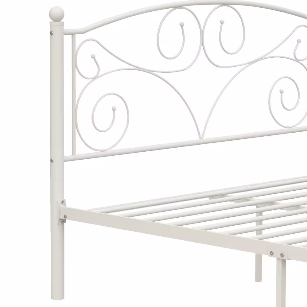 Queen Size Unique Flower Sturdy System Metal Bed Frame With Headboard And Footboard