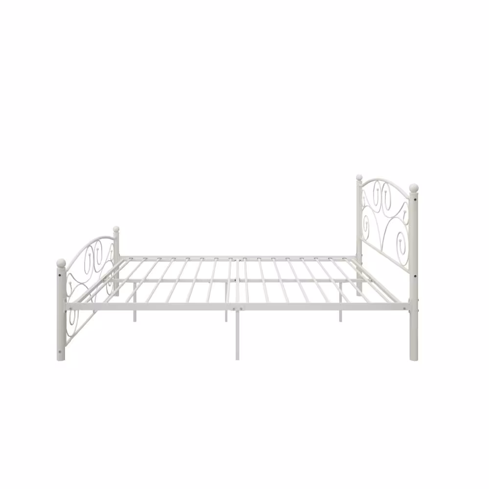 Queen Size Unique Flower Sturdy System Metal Bed Frame With Headboard And Footboard