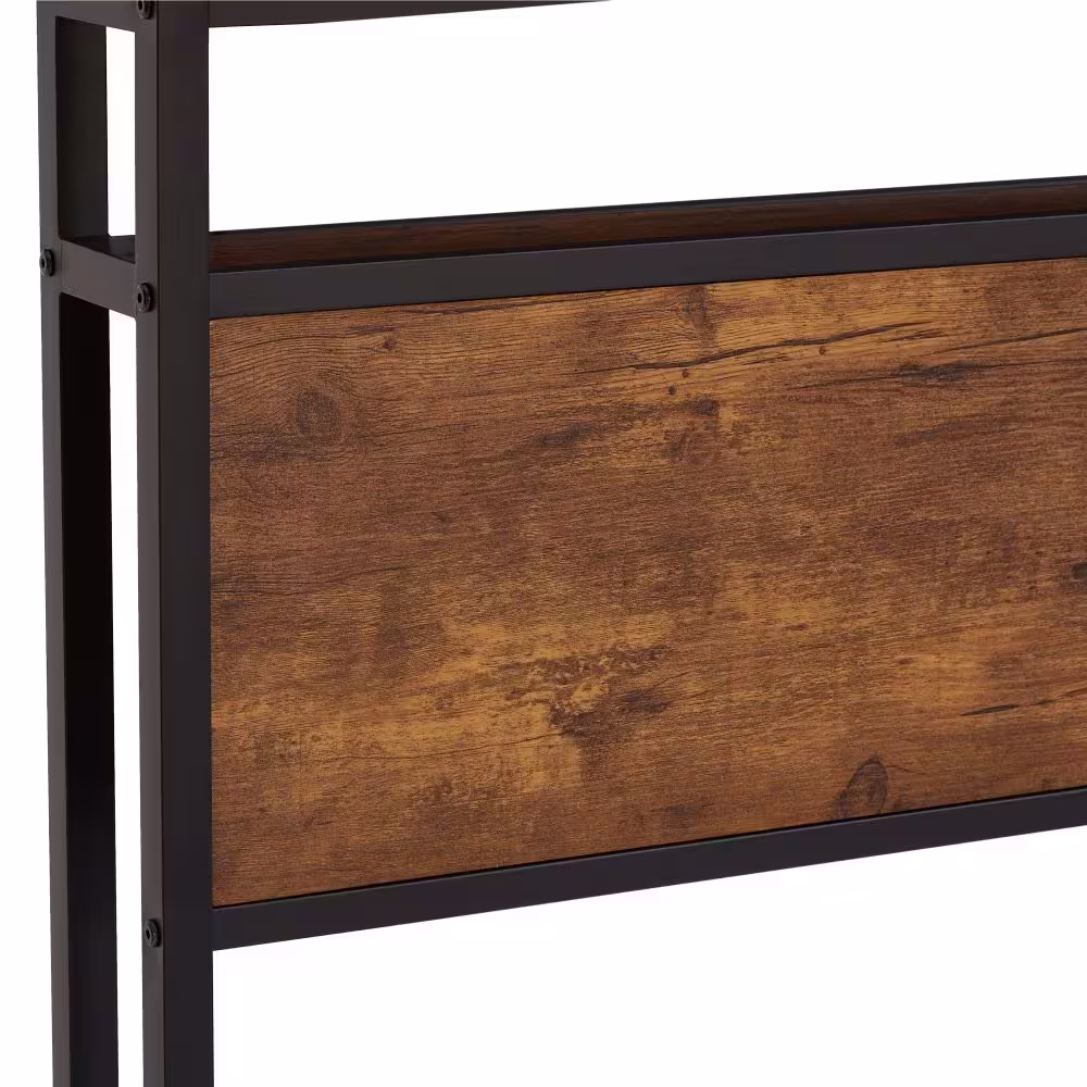 Twin Size Metal Platform Bed Frame With Wooden Headboard And Footboard With USB LINER
