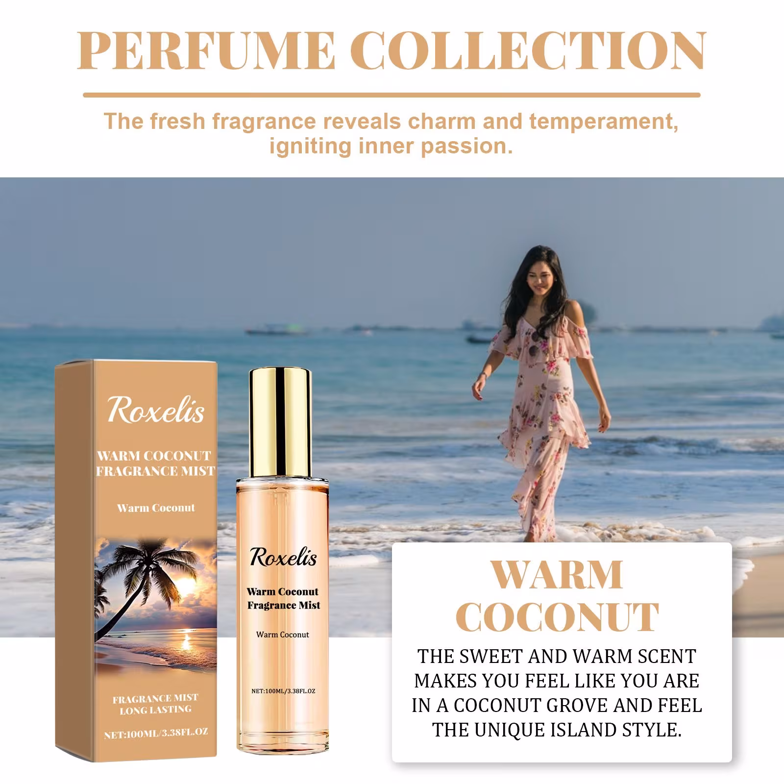 Roxelis Coconut Passionate Perfume Spray Lasting Fragrance