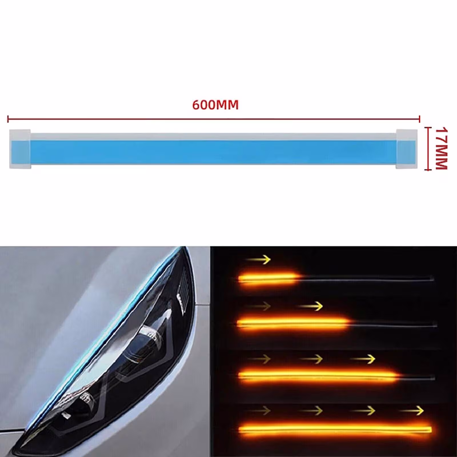 2x Auto LED Blinker Dynamische Streifen DRL Scheinwerfer Tagfahrlicht Lampe 60cm