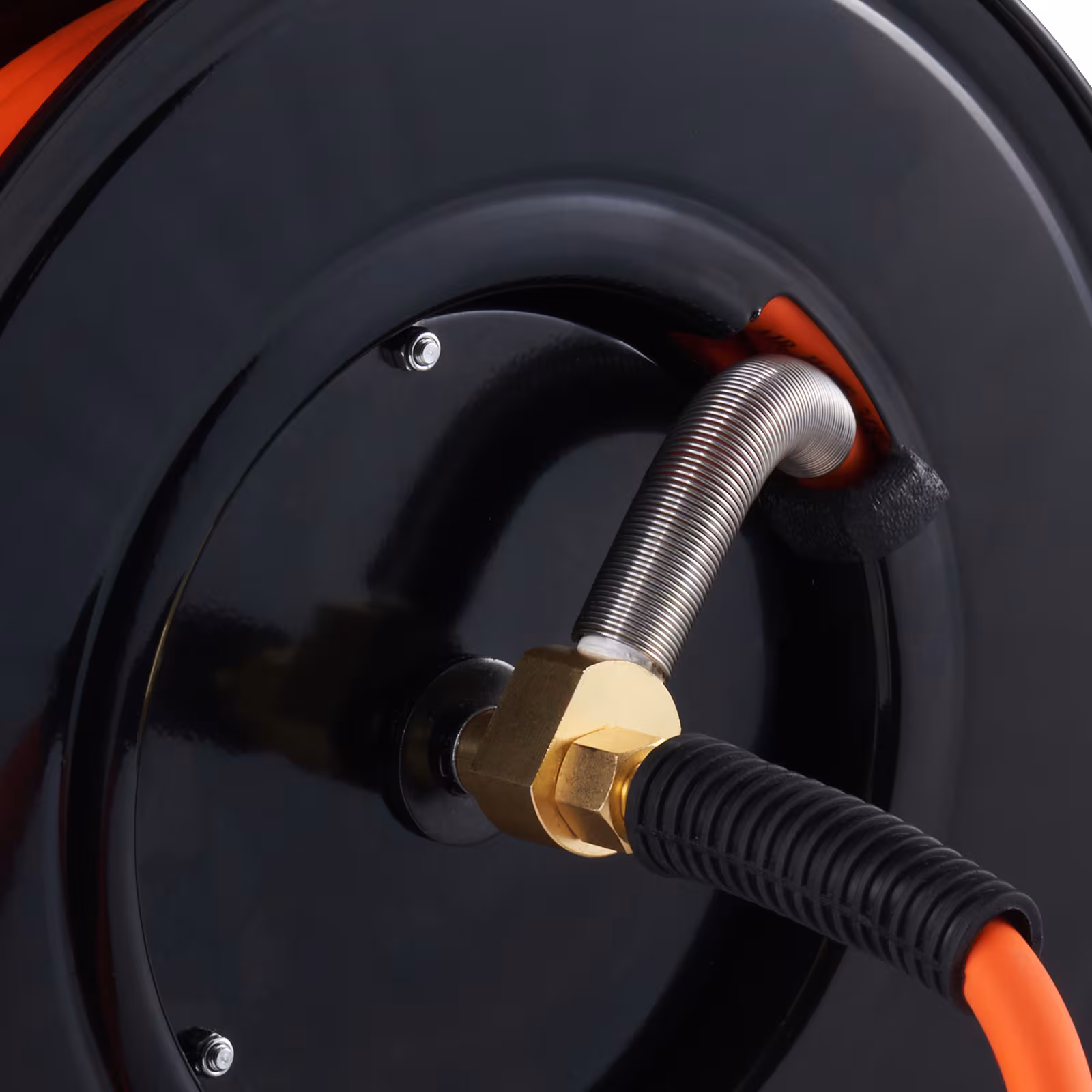 VEVOR Retractable Air Hose Reel, 50 FT Hybrid Air Hose Max 300PSI, Air Compressor Hose Reel With 5 Ft Lead In, Ceiling Wall Mount Heavy Duty Single Arm Steel Reel
