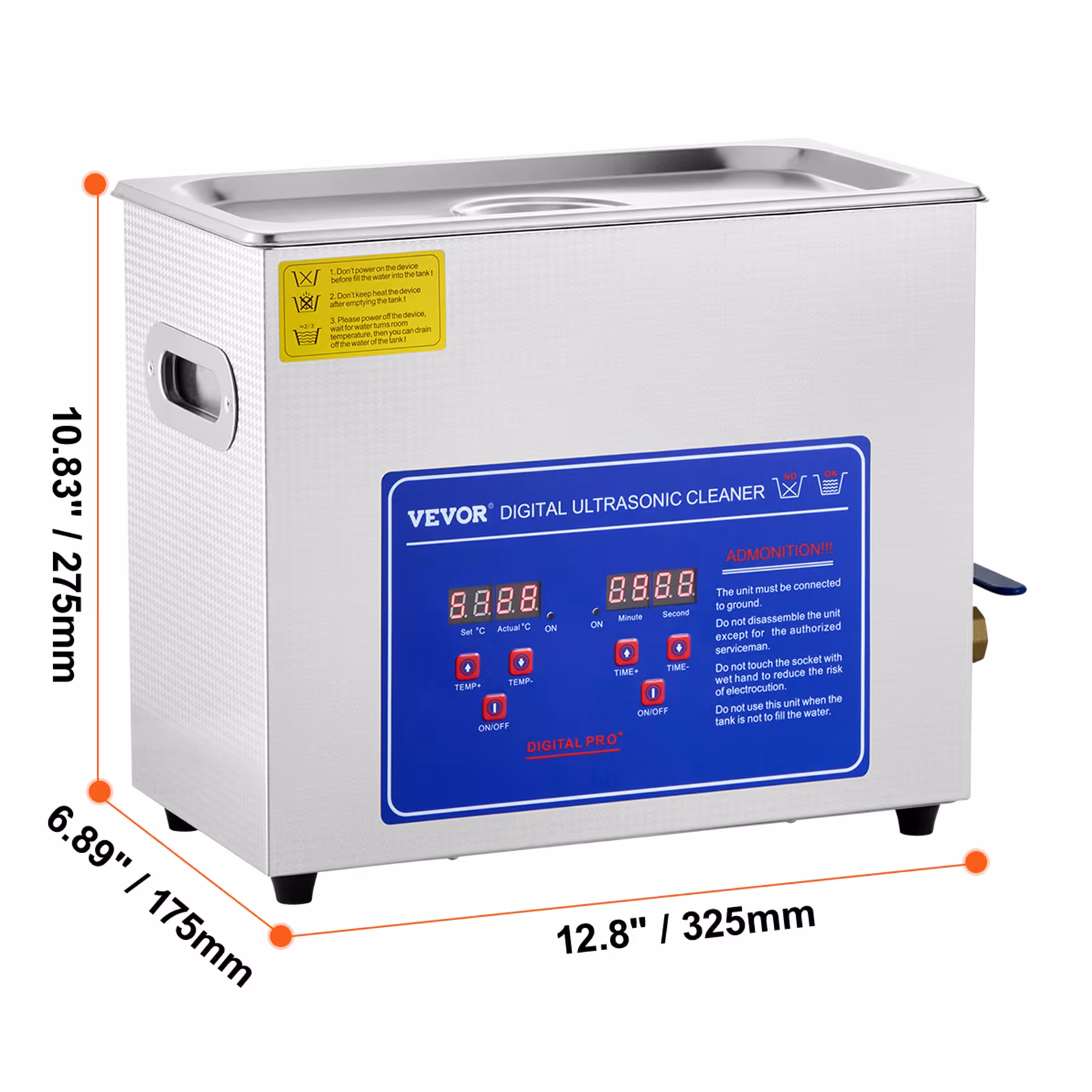 VEVOR Commercial Ultrasonic Cleaner 6L Professional Ultrasonic Cleaner 40kHz With Digital Timer&Heater 110V Excellent Cleaning Machine For Watch Instruments Industrial Parts Excellent Cleaner Solution