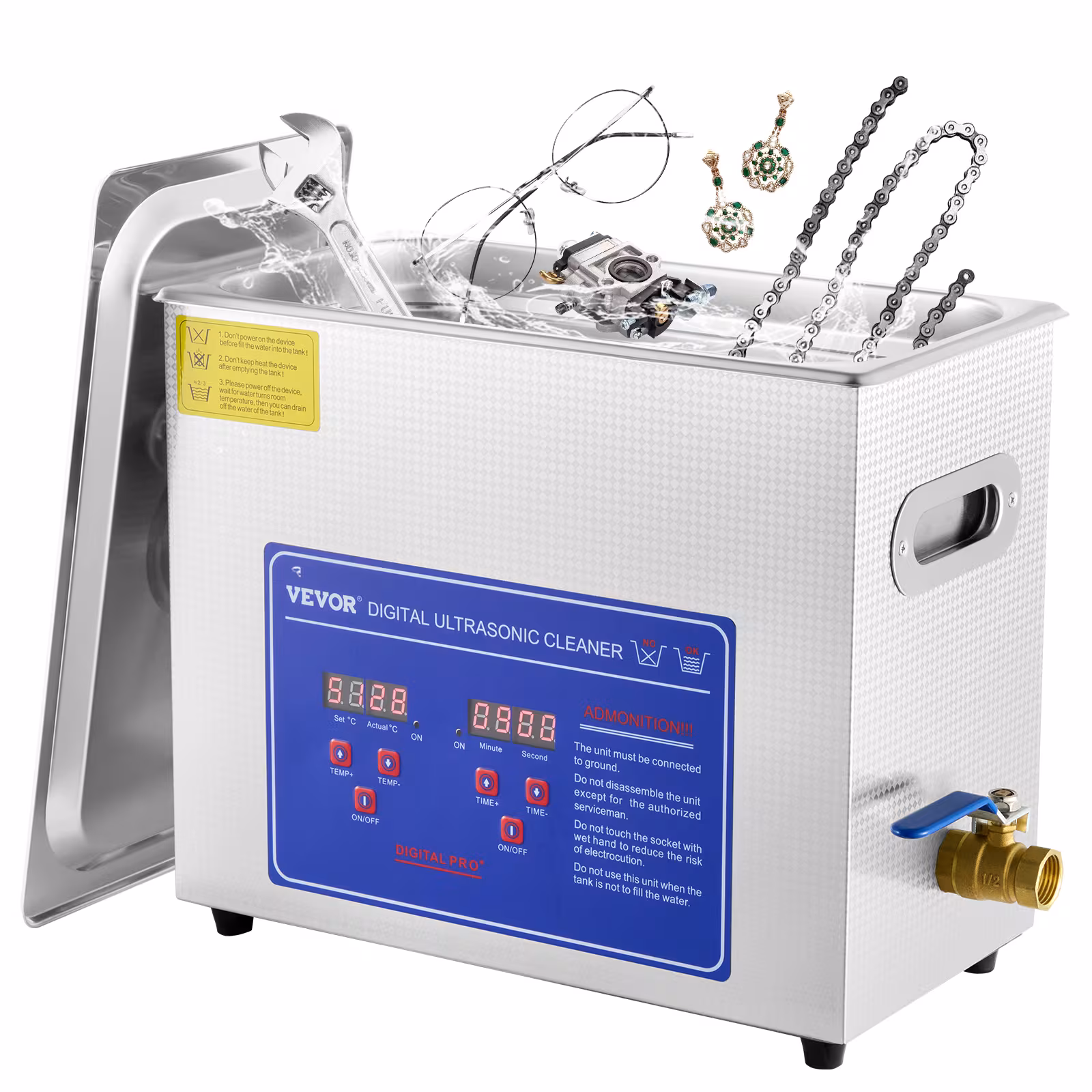 VEVOR Commercial Ultrasonic Cleaner 6L Professional Ultrasonic Cleaner 40kHz With Digital Timer&Heater 110V Excellent Cleaning Machine For Watch Instruments Industrial Parts Excellent Cleaner Solution