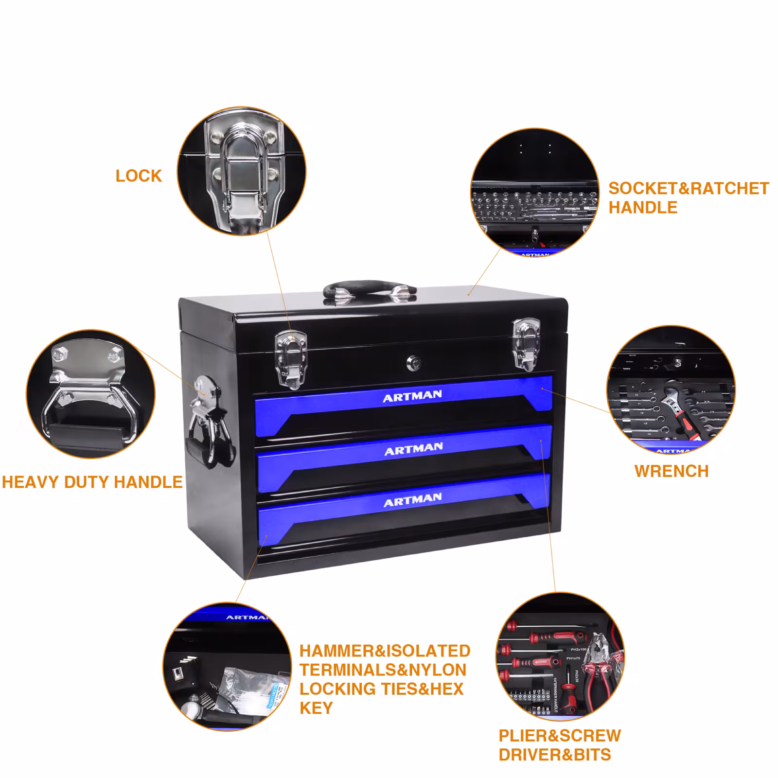 3 Drawers Tool Box With Tool Set