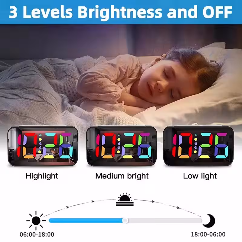 LED Mirror Large Display Table Clock, Suitable For Bedroom, Home, Living Room, Office