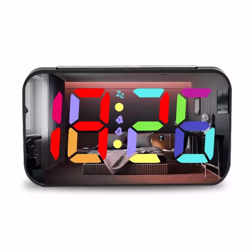 LED Mirror Large Display Table Clock, Suitable For Bedroom, Home, Living Room, Office