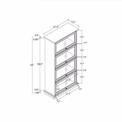 Glass Display Cabinet 4 Tier Glass Display Cabinet Storage Curio Cabinet With Flip Up Glass Doors, Collectors Showcase Toy Organizers Rack, Bookcase For Living Room BRO
